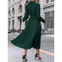 Vestido de manga larga plisada para mujer, elegante, hermoso, color sólido, moda - details 5