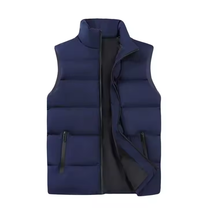 Chaqueta de edredón de burbujas transpirable y ligera con logotipo 2024, cuello levantado para hombres al aire libre, sin mangas, apertura con cremallera - 1