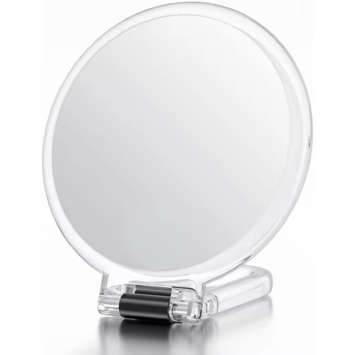 Espejo de mano de doble cara con mango, espejo de mano pequeño con mango ajustable, 10X/1X - 1