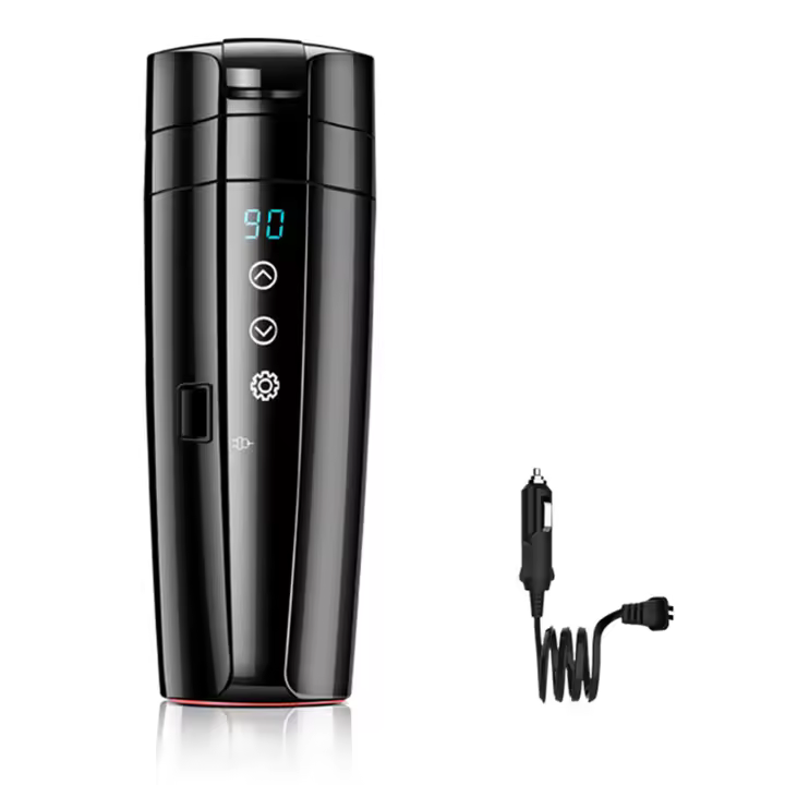 Taza calefactora de acero inoxidable para coche, hervidor eléctrico con Control inteligente de temperatura para café y leche, 12V/24V, 400mL - 1