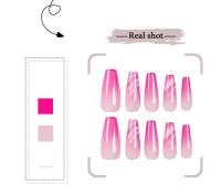 Arte de Uñas de Ballet Francés Gradiente de Tinte de Halo Blanco-Rosa, Set Completo Desmontable, Uñas Prostéticas Terminadas, Pegadas de Esmalte - details 3