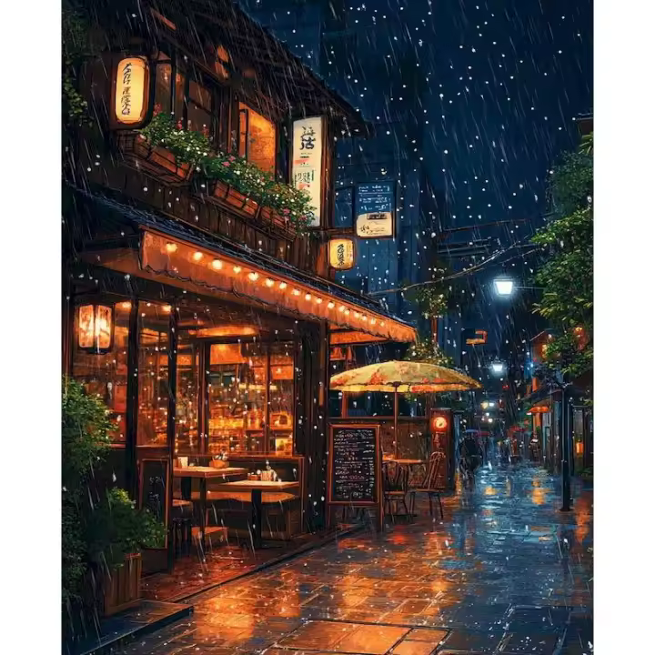 RUOPOTY Pintura por Números Moderna Arte de Pared de Acrílico en Lienzo de Esquina de Tienda - 1