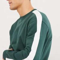 Diciembre Sudaderas Lisas sudadera con capucha a rayas laterales ajustada en blanco verde para hombre cuello redondo otoño sudadera estilo jersey - details 5
