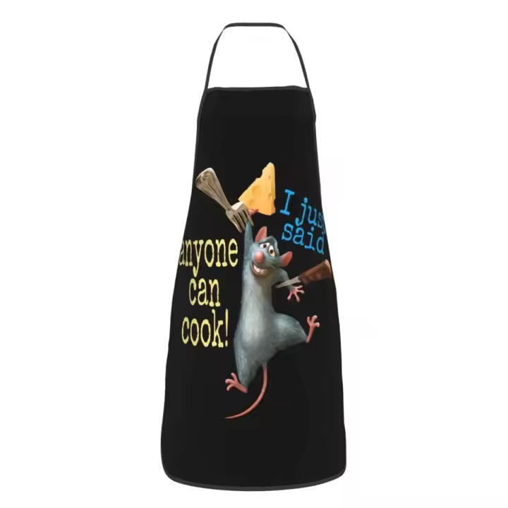 Unisex Ratatouille Remy con cuchara delantal adultos mujeres hombres Chef Tablier cocina para cocinar película animada pintura - 1