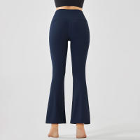 Hamidou-mallas de Yoga de cintura alta para mujer, pantalones de entrenamiento elásticos, de pierna ancha, acampanados, de color sólido, para Fitness - details 2
