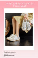 Zapatos deportivos de cuero nuevos, planos, informales, blancos para mujer. - details 24