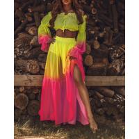 2025 nuevo traje de falda de medio cuerpo, estilo vacacional, conjunto de dos piezas de colores chocantes para mujer - details 8