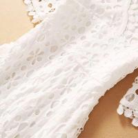 Elegante Vestido Maxi Blanco VGH Cuello en V, Manga Alta, Cintura Recortada, Adelgazante - details 12