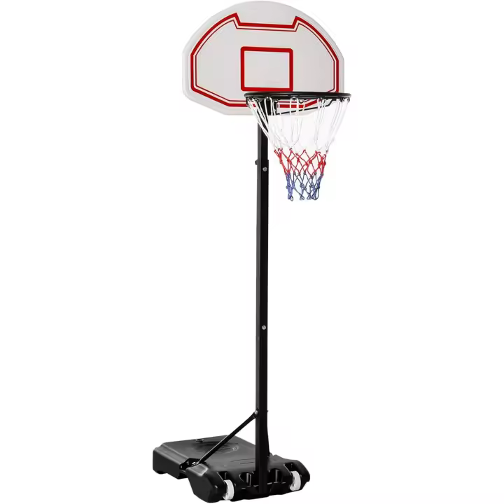 Canasta de Baloncesto con Altura Ajustable de 194-249 cm Canasta de Baloncesto Portátil con Base Rellenable de Agua 30 kg o Arena 35 kg y Ruedas de Transporte para Niños y Adultos Multicolor - 1