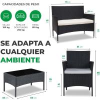 Conjunto de jardín exterior/muebles de jardín exterior con 2 sillones, 1 sofá y 1 mesa baja de plástico - details 1