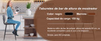 Taburetes Altos de Cocina Juego de 2, Moderno de Piel Sintética para Isla de Cocina, Taburete de Bar con Respaldo y Patas de Metal, Taburete Alto Tapizado, Negro - details 3
