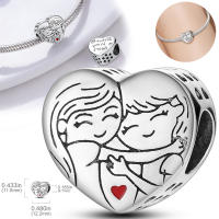Cuentas de amistad familiar en forma de corazón de las buenas hermanas de Plata de Ley 925 compatibles con pulsera Original Pandora, cuentas de abalorios, regalo de joyería para mujer - details 1
