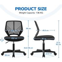 Silla Escritorio de Oficina Ergonómica Silla Giratoria Altura Ajustable sin Reposabrazos Asiento Malla Rosa - details 29