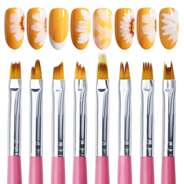 Arte Clavo 8PCS Flower Drawing Pen Gradient French Nail Art Brush Set DIY Accessories Nails Painting Brush Design Manicure Tools - 1