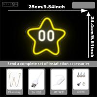 Luz de letrero de neón de estrella para sala de juegos, decoración de pared de fiesta, letrero de luz de neón Led alimentado por USB para niños y niñas, lámpara de decoración para habitación de niños, lámpara de mano - details 0