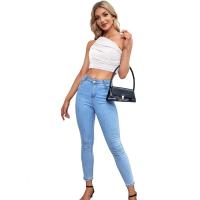 BUNO-2025 Primavera/Verano nueva moda superventas personalidad chica picante Slim Fit cuello asimétrico fuera del hombro camiseta para mujer - details 12