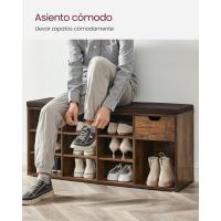 Asiento y Cojín, Banco para Zapatos con Estante, Asiento Acolchado, para Entrada Pasillo Dormitorio, 30 x 104 x 48 cm, Blanco y Gris LHS24WT - details 15