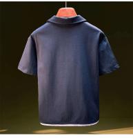 Novedad de verano de 2021: polo falso de dos piezas, camisa fina holgada de manga corta con cuello en V para hombre y cuello plegable - details 4