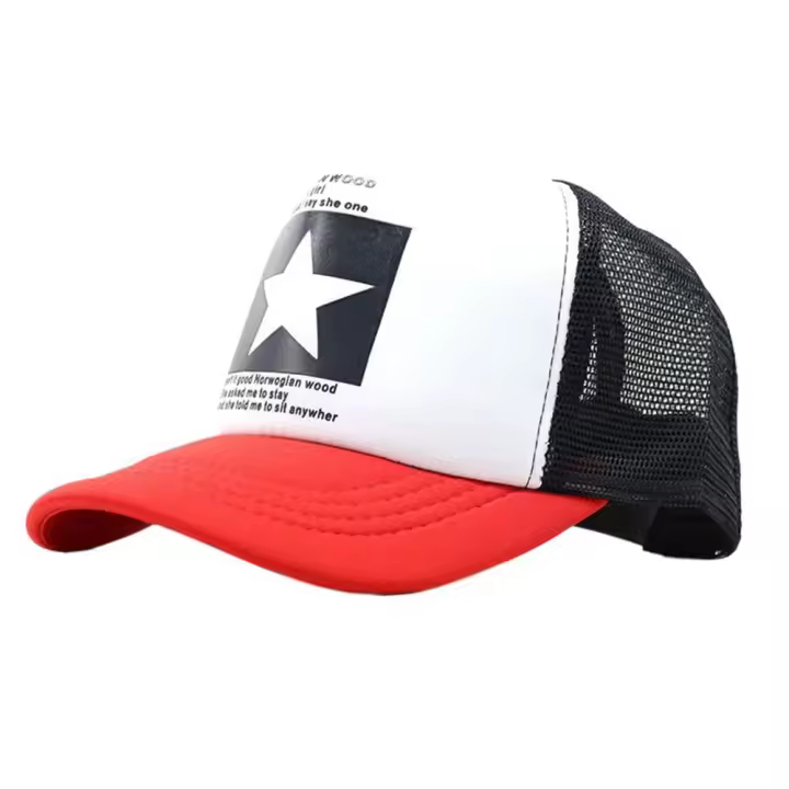 Hip Hop transpirable estrella de cinco puntas letra coreana sombrero de malla al aire libre gorra Snapback gorra con visera gorra de béisbol - 1