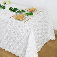 Mantel rectangular de raso con nudo rosa 3D, blanco, sin costuras, grandioso, 120x180cm - details 0