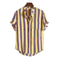 Camisa de manga corta con estampado de cuello hawaiano para hombre, forro floral, 2020 - details 9