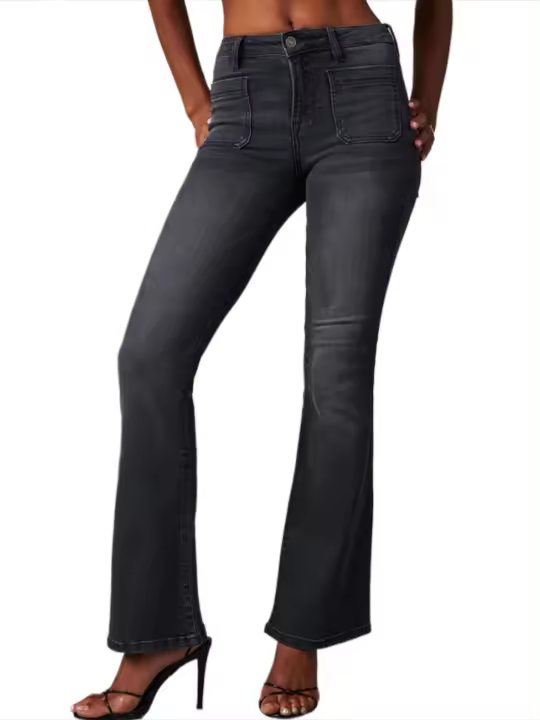 Vaqueros estilo retro para mujer, cintura alta, corte ajustado, acampanados - 1