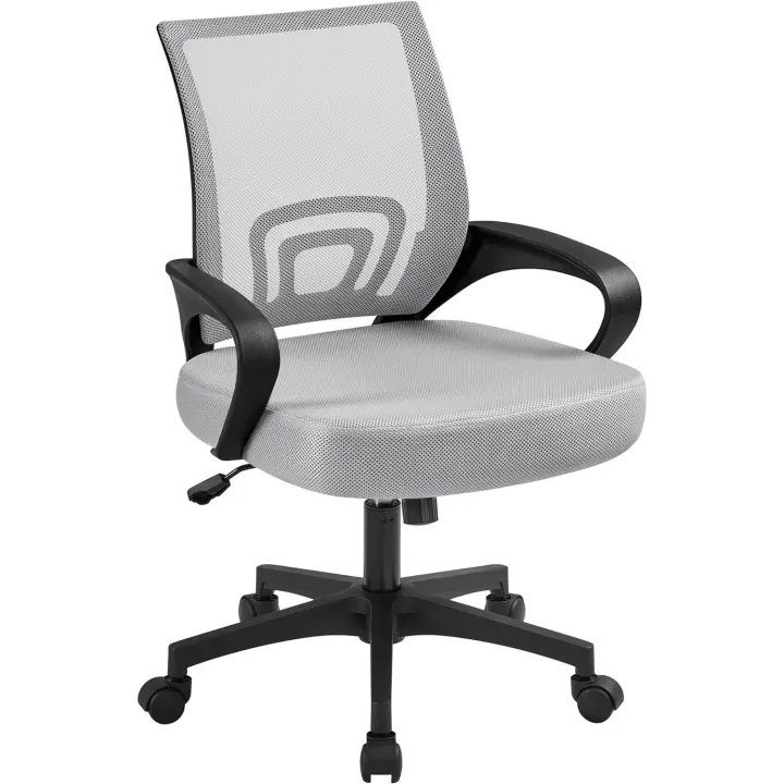Ergonómico Soporte Lumbar Altura Ajustable Respaldo Transpirable Giratoria Función Inclinación Oficina Capacidad Max136 KG Negra - 1