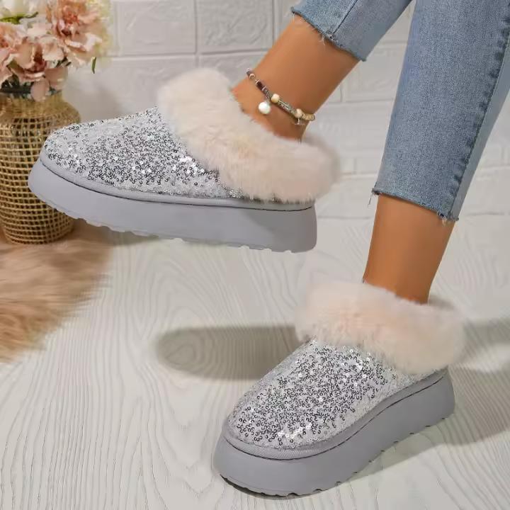 Botines de mujer de felpa cortos de moda con punta redonda Gran venta 2024 - 1