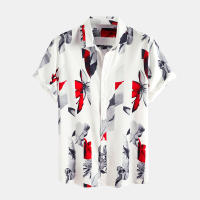 Camisa de botones de manga corta con estampado de lino y algodón - details 0