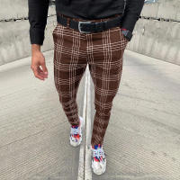 Pantalones casuales a rayas a cuadros grandes para hombres, leggings de moda - details 9