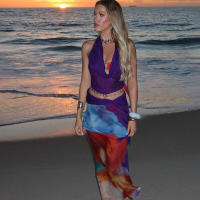 BUNO-Conjunto de 2 piezas de retazos de malla de gato extraño para mujer, Tops cortos con cuello Halter y faldas coloridas, trajes de fiesta en la playa a la moda para vacaciones - details 7