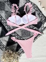Conjunto de bikini push-pull para mujer, bikini sexy de encaje con lazo, traje de baño de dos piezas para mujer, traje de playa L 2024 - details 26