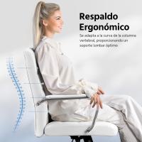 Giratoria Oficina Sillón Trabajo con Respaldo Tapizado Asiento Sintético Altura Ajustable Blanco - details 1