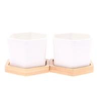 Maceta de cerámica hexagonal blanca con bandeja, maceta Europea Simple, contenedor de plantas suculentas, macetas pequeñas para bonsái - details 15