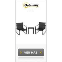 Juego de Muebles de Jardín Plegable Mesa Redonda y 2 Sillas de Terraza Marco de Acero y Respaldo - details 9