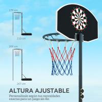 Canasta de Baloncesto Portátil Ajustable de Altura Juego de Baloncesto al Aire Libre con Tablero de Dardos Aro de Baloncesto Negro para Adolescentes y Adultos - details 3