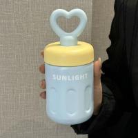 Bonita taza termo de 500ml de acero inoxidable para mantener el calor, taza con pajita con mango de amor y hielo, taza de café sellada con pajita para el hogar - details 9