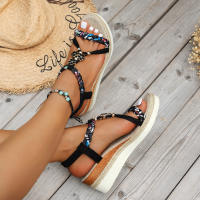 Sandalias de cuña de gran tamaño para mujer, novedad de verano 2025, sandalias romanas informales de playa con banda elástica y suela gruesa para mujer - details 8