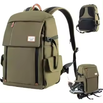Mochila Profesional para Cámara Antigolpes e Impermeable Mochila de fotografía para DSLR de Gran Capacidad con Protector de Lluvia - Verde - 1