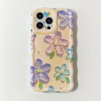Funda de iPhone 15 Pro Max Pintura al Óleo de Luz Azul Arco Iris Flor Mariposa - details 42