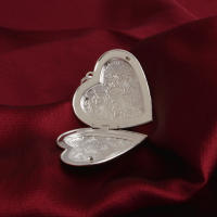 Collar de plata de ley  con marco de corazón, colgante, se puede cargar con foto, regalo de joyería DIY - details 3