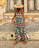 Vestido estampado de alta gama, estilo puro lujuria, falda con tirantes florales retro - details 6
