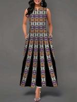 Women's Boho Long Dress Elegant Sleeveless Floral Print Casual Beach Party Summer Dress - details 47