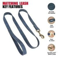 correa ustables cuero PU perro, Collar duradero cuerda de plomo mascotas, suave para perros pequeños, medianos y randes, - details 11