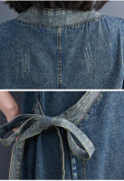 Vestidos de mujer de lujo con diseño de cinturón denim sin mangas para el verano 2023 estilo clásico de gran tamaño lavado a mano algodón forro chino - details 9