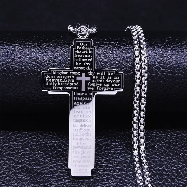 Collar con colgante de decoración de letras y cruces de estilo punk, joyería de acero inoxidable para fiesta, decoración de ropa diaria para hombres y mujeres, regalos para ella - 1