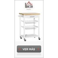 Carrito de cocina con ruedas, carrito multiusos con cajón, 4 cestas extraíbles de metal y laterales, 47x37x83 cm, blanco - details 15