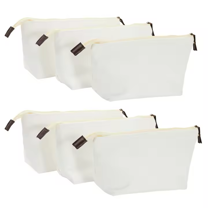 Bolsas de maquillaje de lona con cremallera para cosméticos, artículos de tocador, manualidades DIY, paquete de 6 - 1