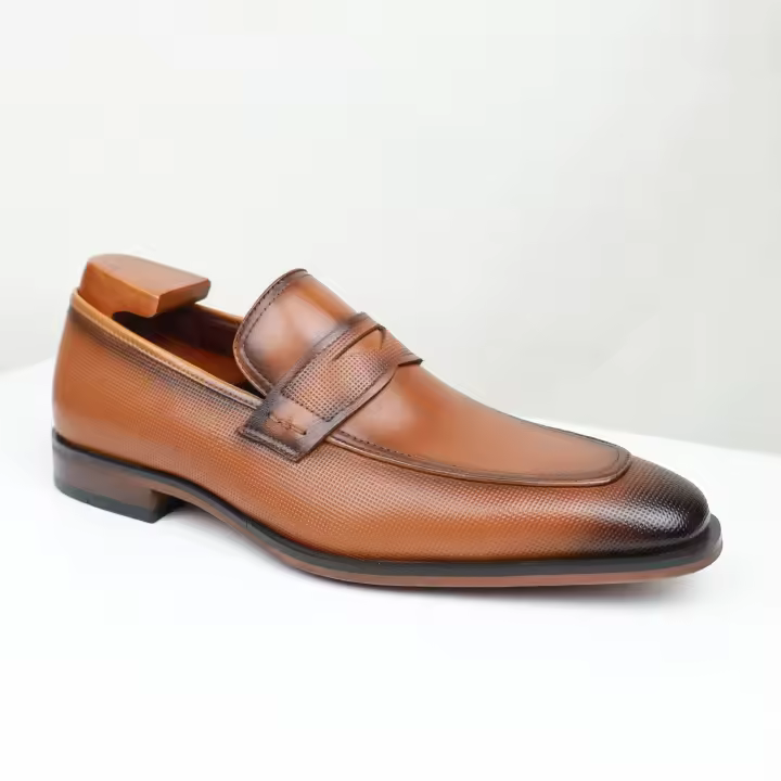 Mocasines de hombre, zapatos de cuero casuales de negocios, punta cuadrada, versátiles para hombre - 1