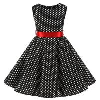 Vestido retro para niña, vestido vintage de princesa de verano sin mangas con lunares de algodón ligero y romántico floral de los años 50 para fiesta y boda Daliy - details 11
